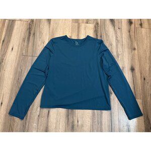 Regna X Womens XL Long Sleeve Teal Shirt Polyester Blend Thumb Holes